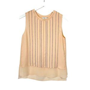 Vince Blouse Women XS Peach Silk Sleeveless Stitch Front Soft Summer